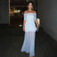 Serenelle Maternity Off-Shoulder Pleated Mesh Maxi Dress