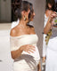 Serenelle Maternity Off-Shoulder Pleated Mesh Maxi Dress