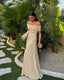 Virelle Off Shoulder Pleated Maxi Dress