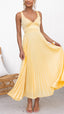 Elarin Pleated V-Neck Maxi Dress